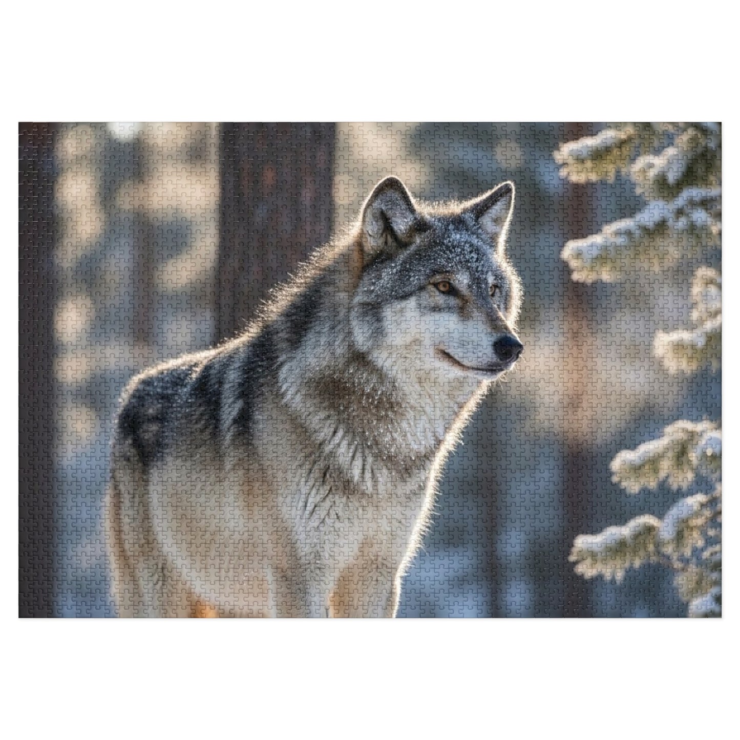 Gray Wolf Winter Jigsaw Puzzle Snowy Forest Wildlife Nature