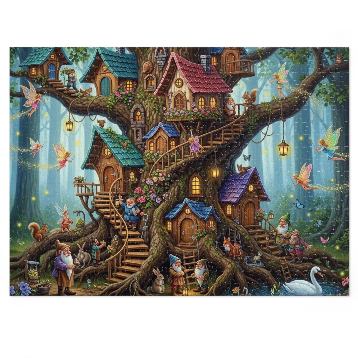 Enchanted Gnome Tree Village Jigsaw Puzzle