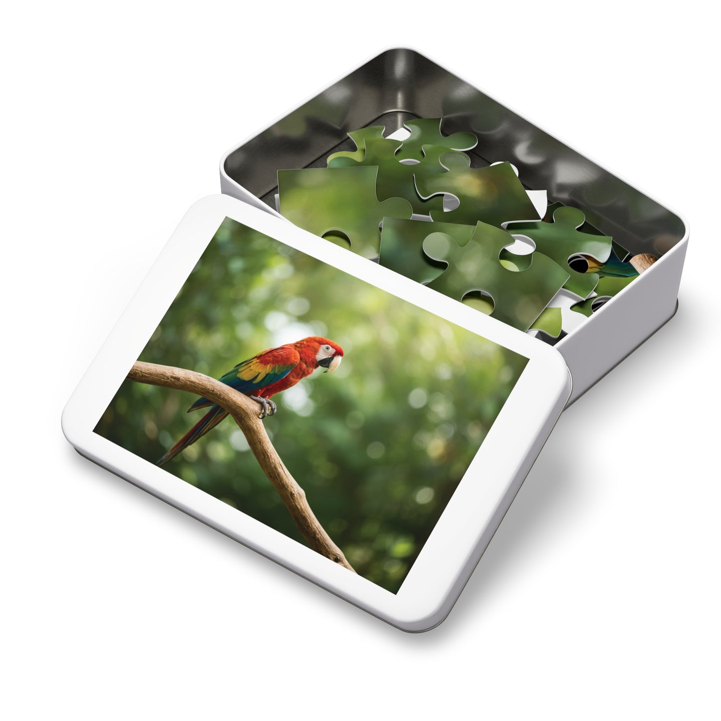 30, 110, 252, 500 pcs Vibrant Parrot on Tree Branch Jigsaw Puzzle, Exotic Bird Jigsaw, Tropical Parrot Puzzle, Rainforest Bird Jigsaw Puzzle, Wildlife Parrot Puzzle