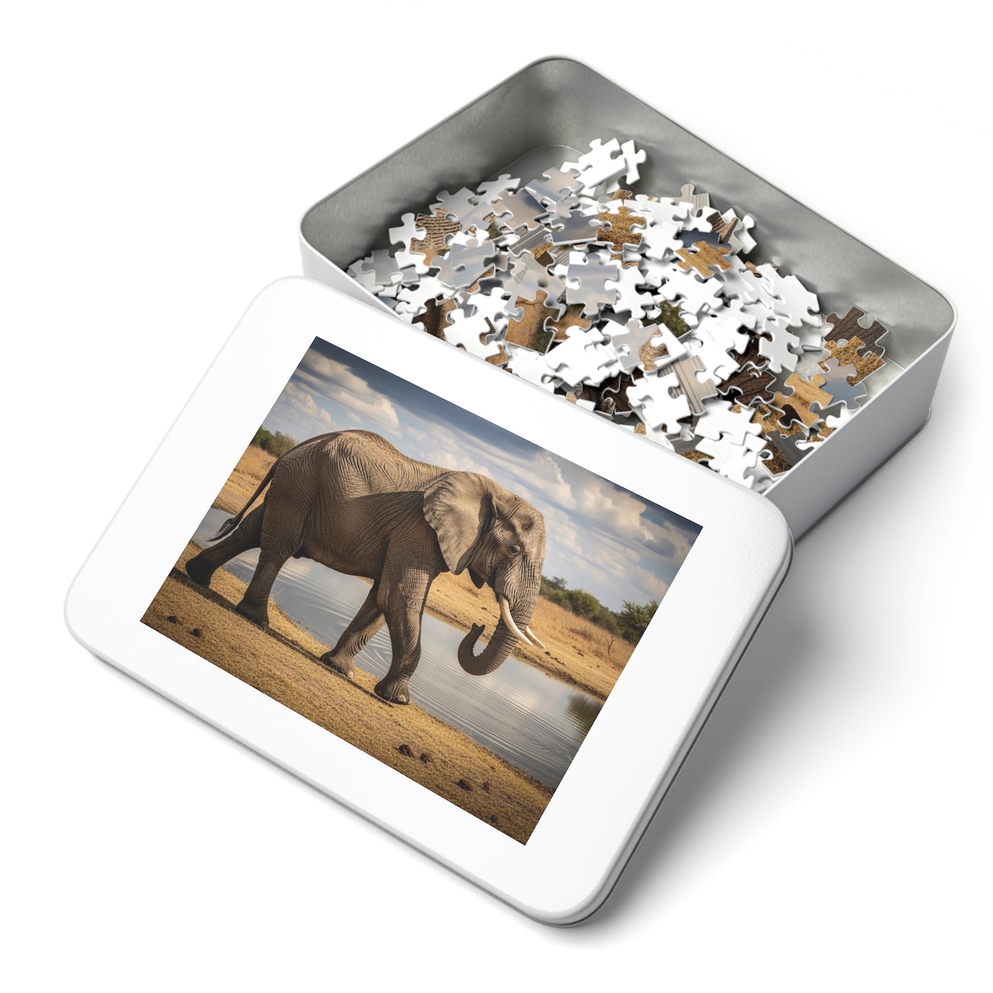 African Elephant at Waterhole Jigsaw Puzzle