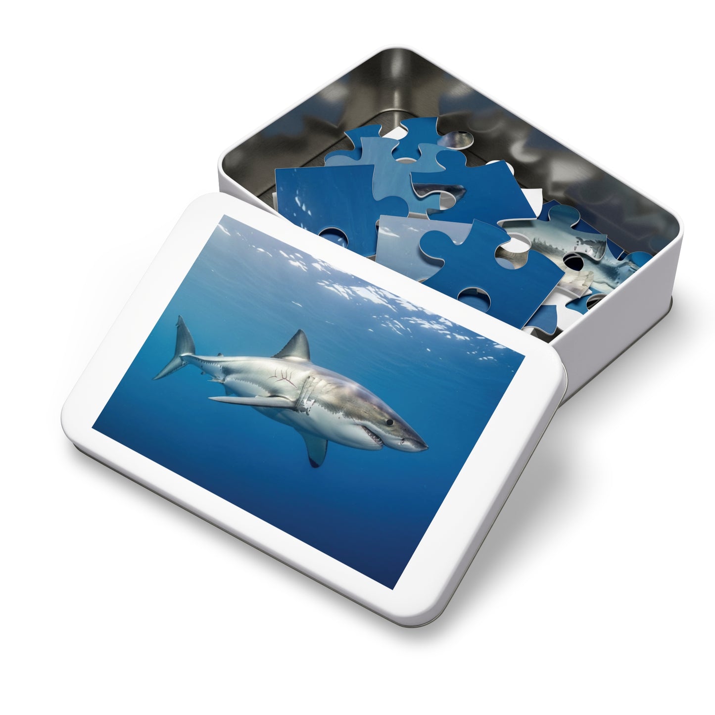 Great White Shark Jigsaw Puzzle — 500-Piece Ocean Puzzle with Tin Gift Box