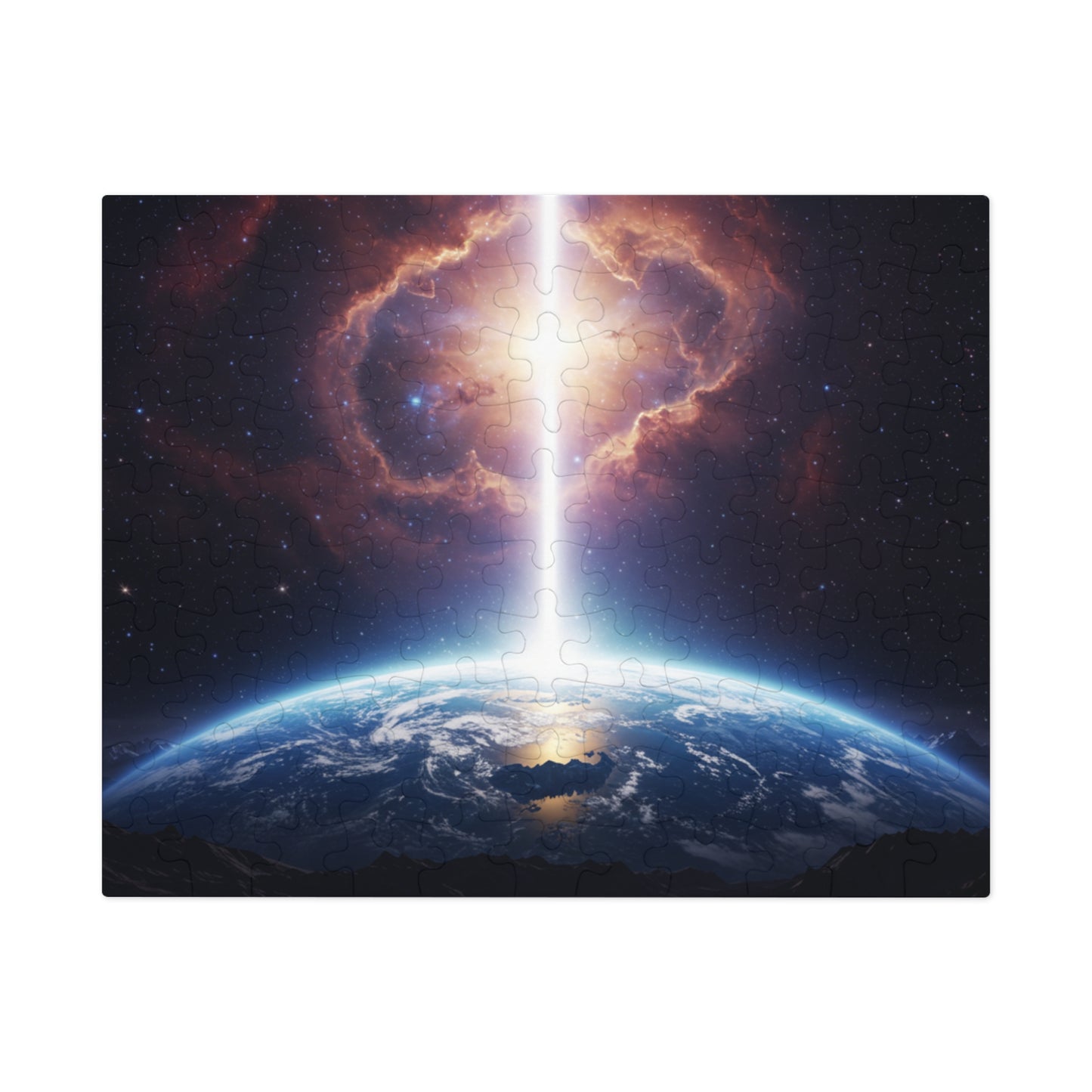 110, 252, 500, 1000, 2000 Planet Earth in Lightbeam Puzzle – Space Explorer Theme | Space Earth Art Jigsaw | Galaxy Scene | Earth from Space View