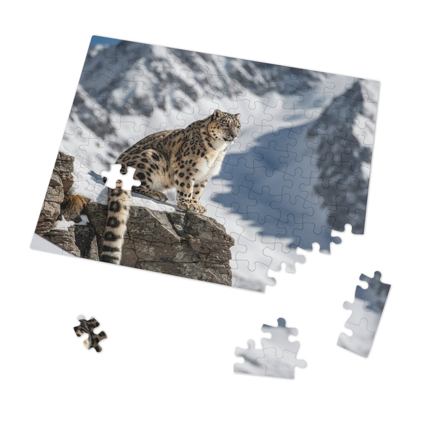 Snow Leopard Mountain Jigsaw Puzzle Majestic Alpine Wildlife Nature Art