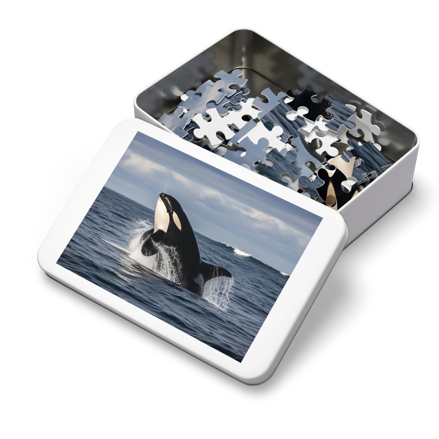 Orca Whale Jigsaw Puzzle — 500-Piece Ocean Puzzle with Tin Gift Box