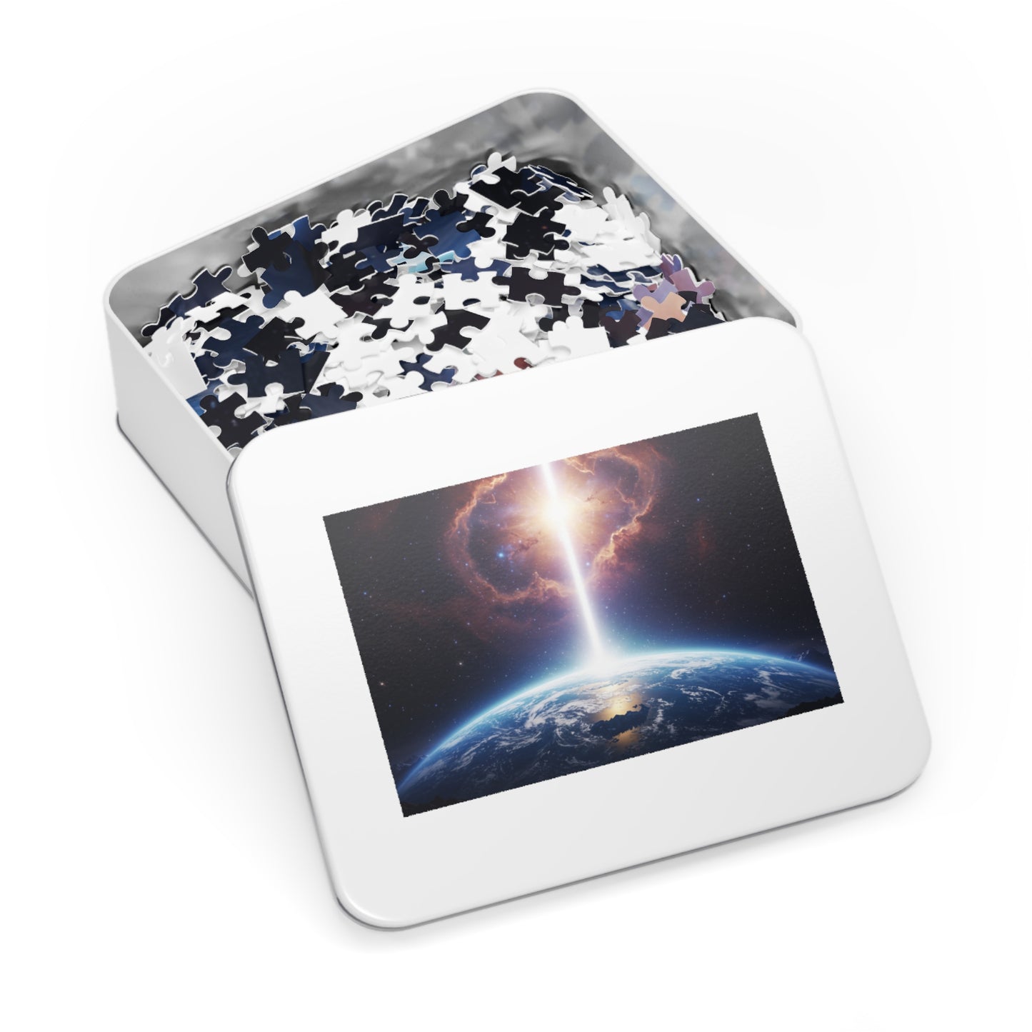 110, 252, 500, 1000, 2000 Planet Earth in Lightbeam Puzzle – Space Explorer Theme | Space Earth Art Jigsaw | Galaxy Scene | Earth from Space View
