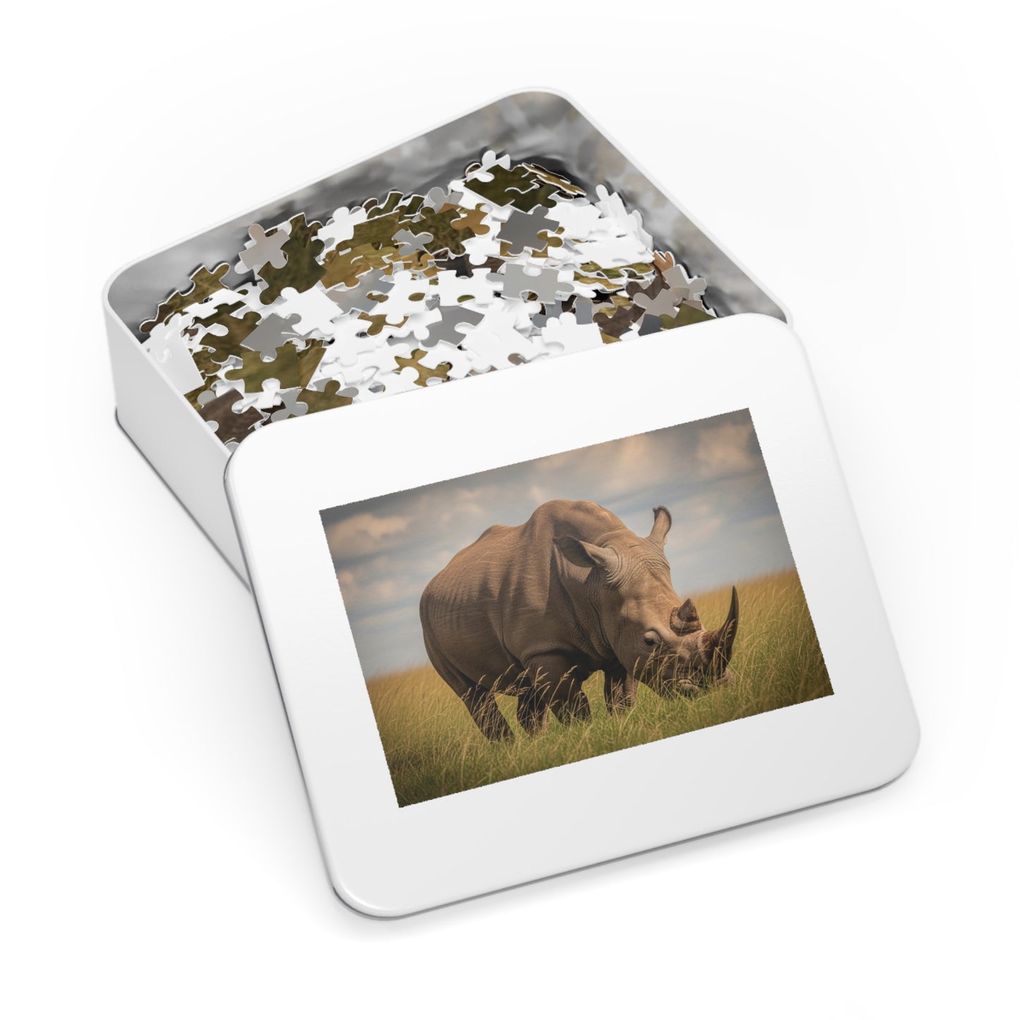 Rhinoceros Savannah Jigsaw Puzzle Majestic African Wildlife Nature Art