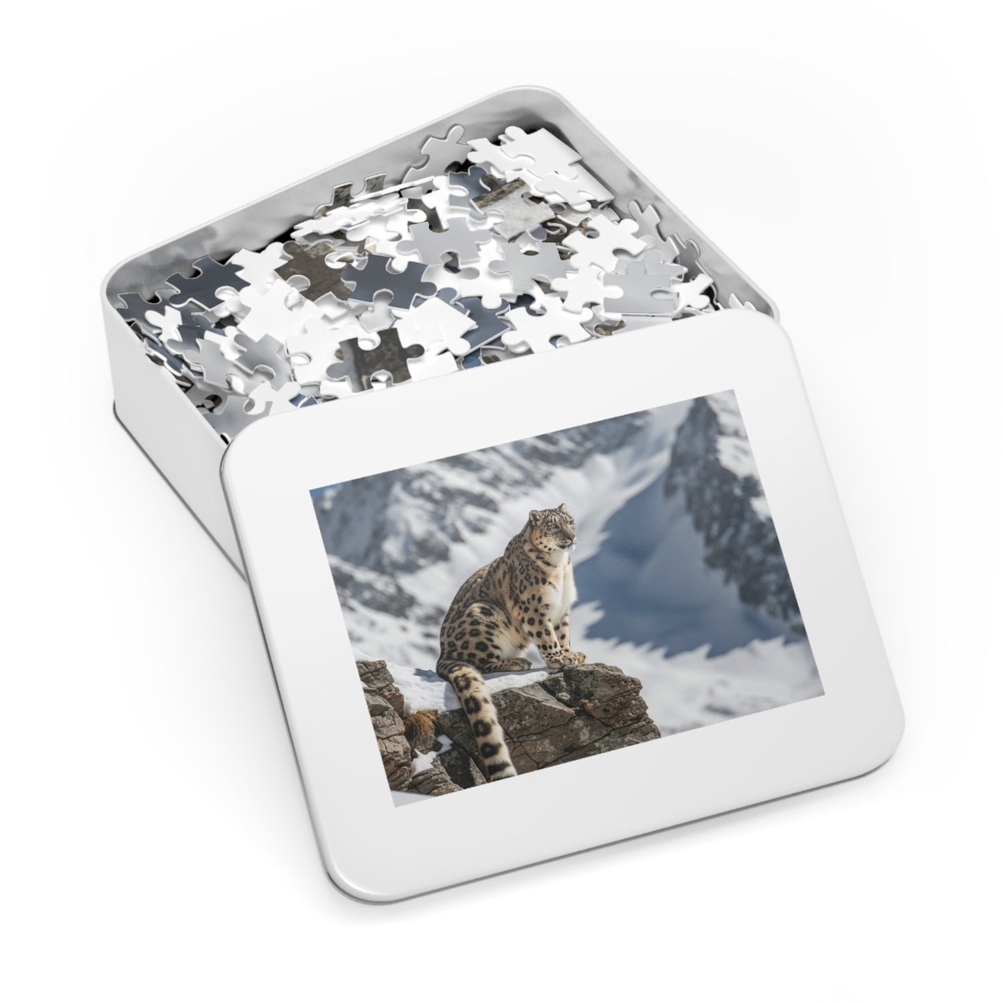 Snow Leopard Mountain Jigsaw Puzzle Majestic Alpine Wildlife Nature Art