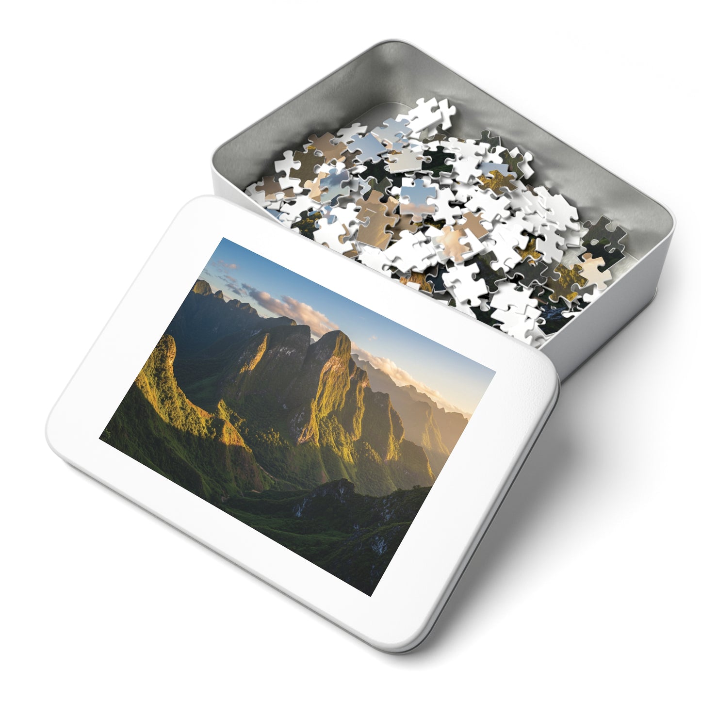 110, 252, 500, 1000, 2000 Jigsaw Puzzle, Sunlit Mountain Valley Jigsaw Puzzle – Lush Green Peaks & Scenic Trail View | Nature Puzzle Gift | Relaxing Landscape Puzzle for Adults & Teens