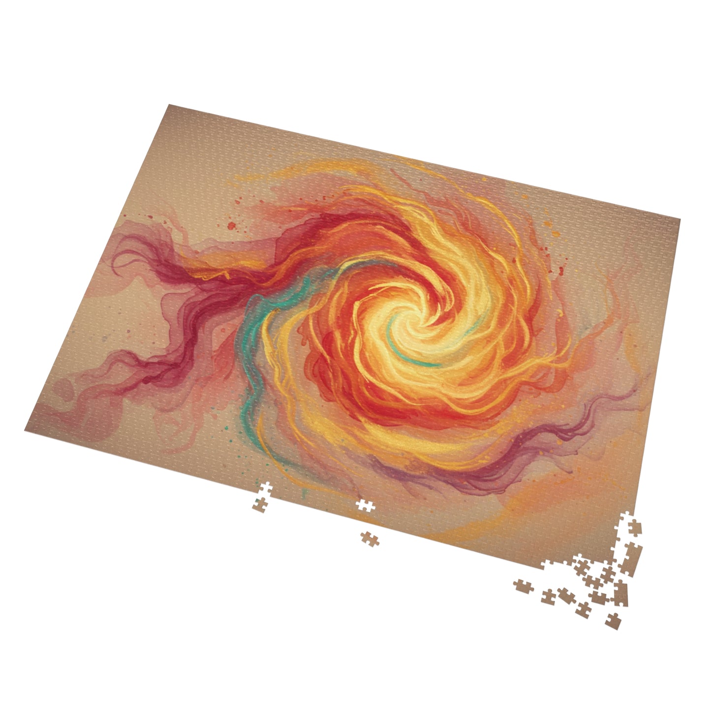 110, 252, 500, 1000, 2000 Colorful Spiral Jigsaw Puzzle, Radiant Fire Spiral, Abstract Energy Wall Art Puzzle, Whirl of Flame, Cosmic Flame Twist, Sunburst Swirl, Golden Energy Flow