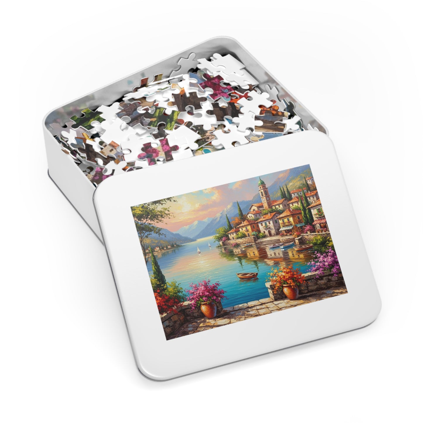 Mediterranean Lakeside Village Jigsaw Puzzle