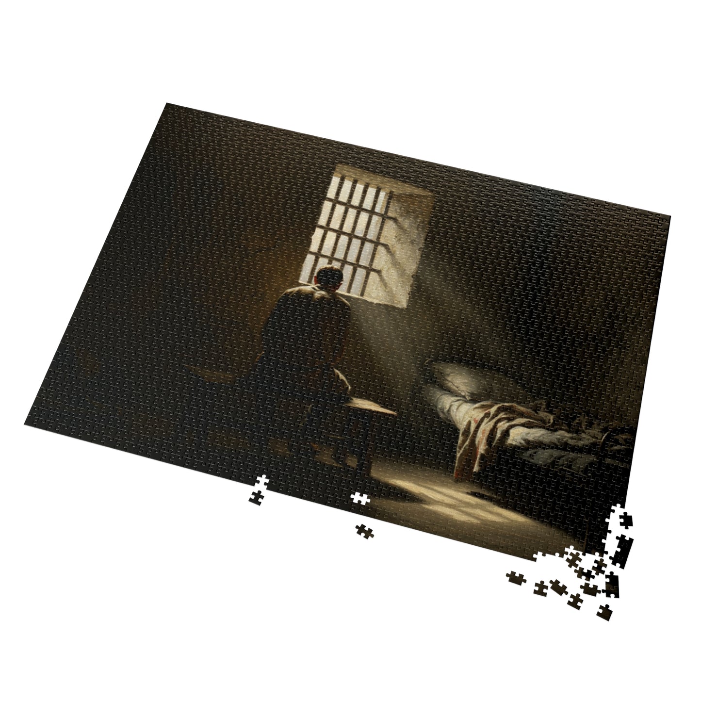 110, 252, 500, 1000, 2000 Contemplative Jigsaw Puzzle, Solitary Prison Cell Jigsaw Puzzle, Lonely Reflection Puzzle, Dark Prison Room Jigsaw