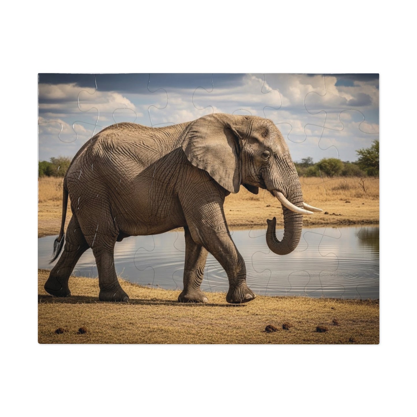 African Elephant at Waterhole Jigsaw Puzzle