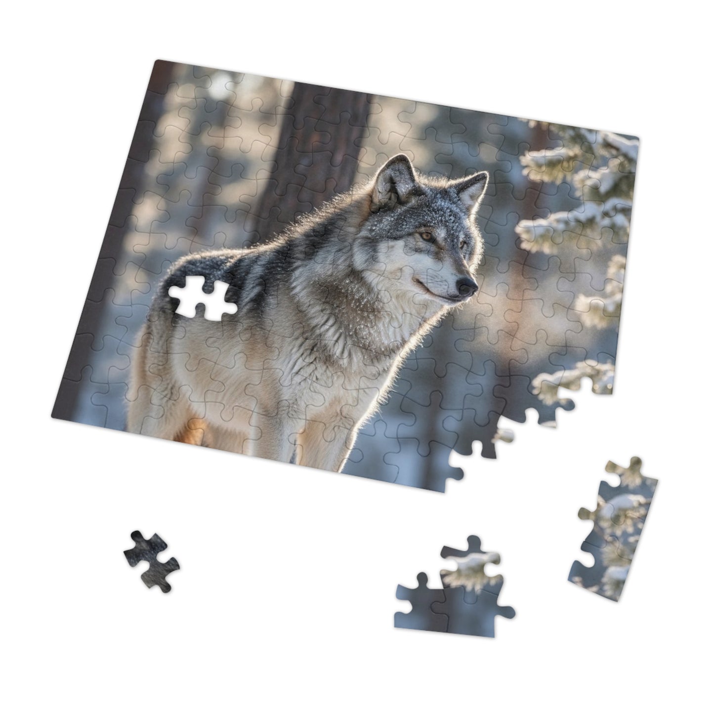 Gray Wolf Winter Jigsaw Puzzle Snowy Forest Wildlife Nature
