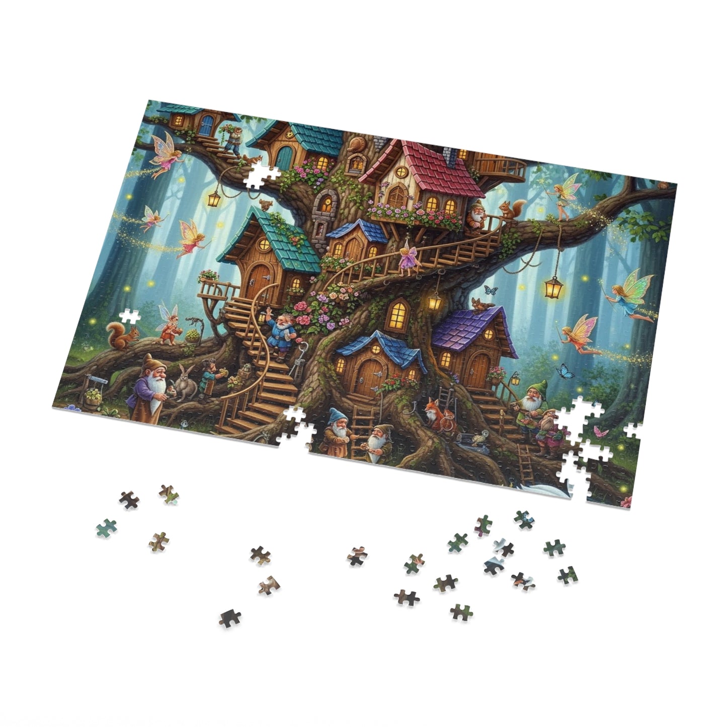 Enchanted Gnome Tree Village Jigsaw Puzzle