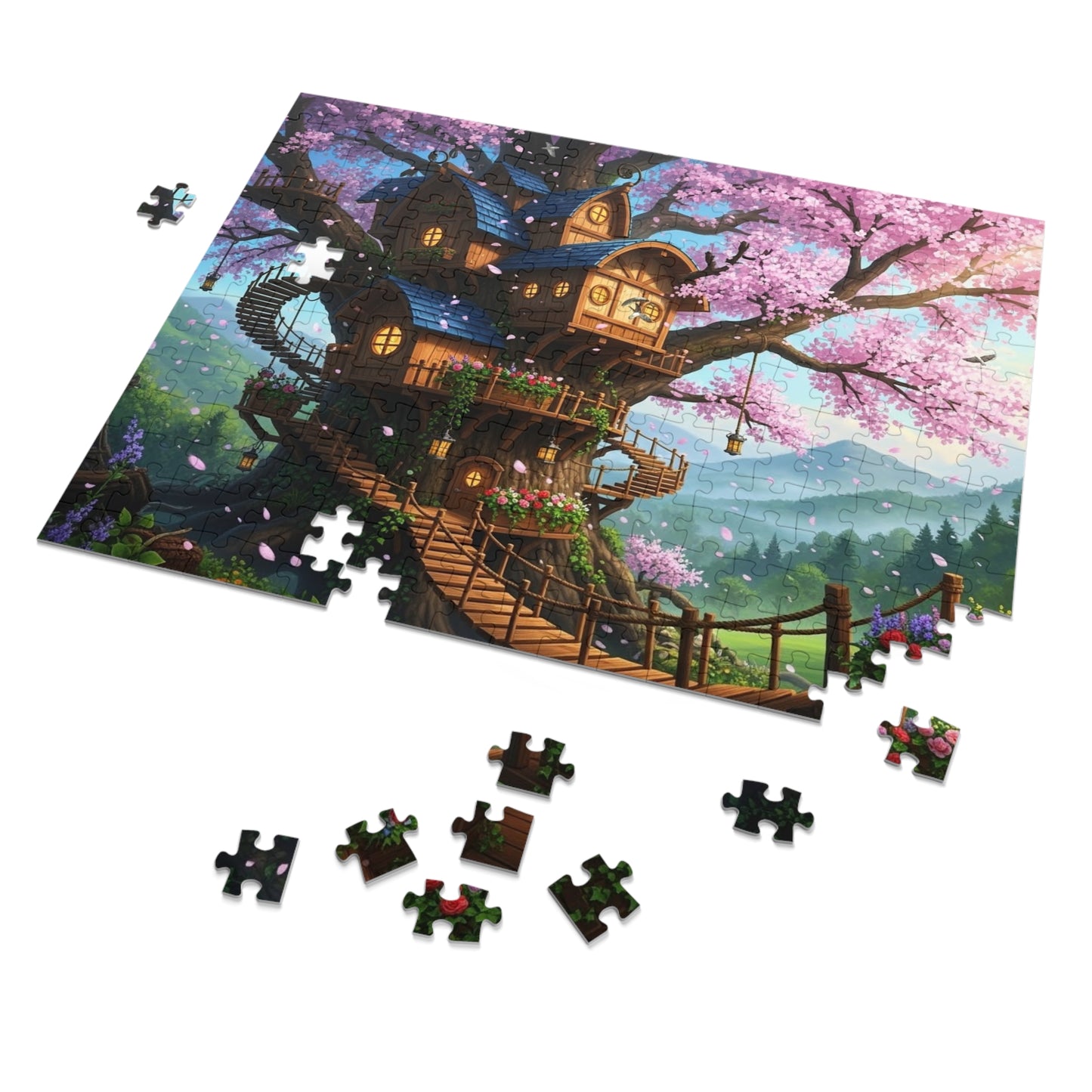 Enchanted Cherry Blossom Treehouse Jigsaw Puzzle