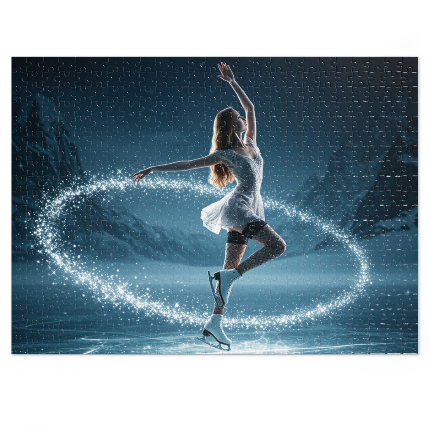 30, 110, 252, 500 Jigsaw Puzzle | Magical Ice Skater Puzzle | Winter Fantasy Jigsaw | Elegant Skater in Sparkling Motion | Enchanted Snow Scene | Multiple Sizes Available