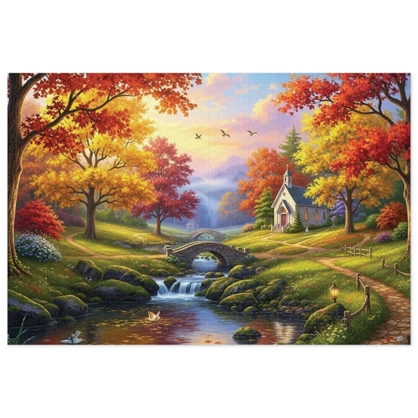 Autumn Chapel Serenity Jigsaw Puzzle