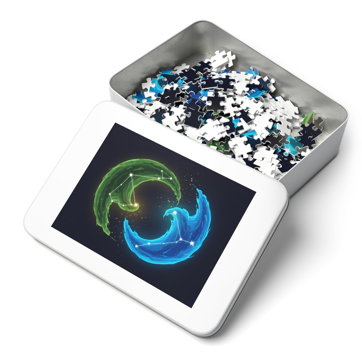 30, 110, 252, 500 pcs Cosmic Energy Flow Jigsaw Puzzle, Celestial Constellation Puzzle, Yin Yang Elements Puzzle, Constellations within Energy Waves