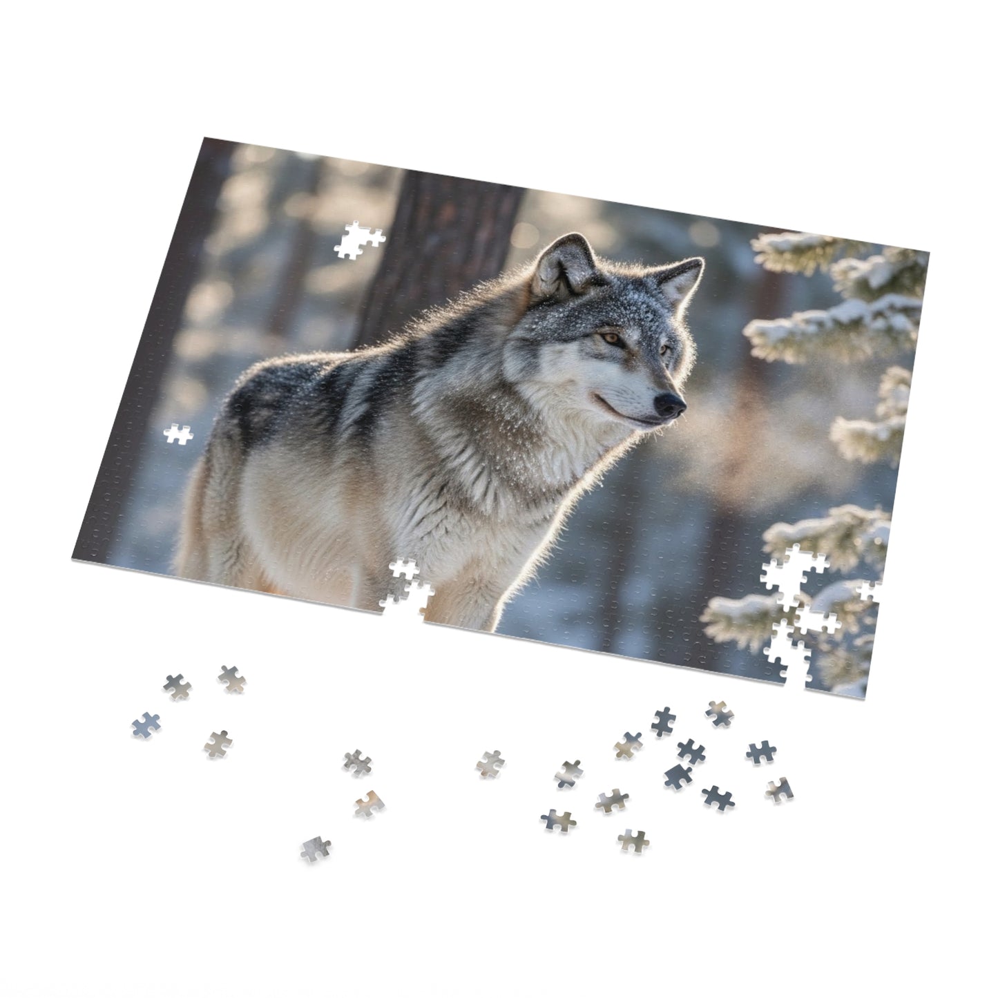 Gray Wolf Winter Jigsaw Puzzle Snowy Forest Wildlife Nature