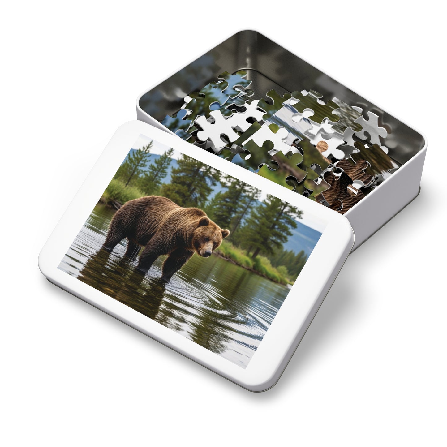 Brown Bear River Jigsaw Puzzle Majestic Wilderness Wildlife Nature Art
