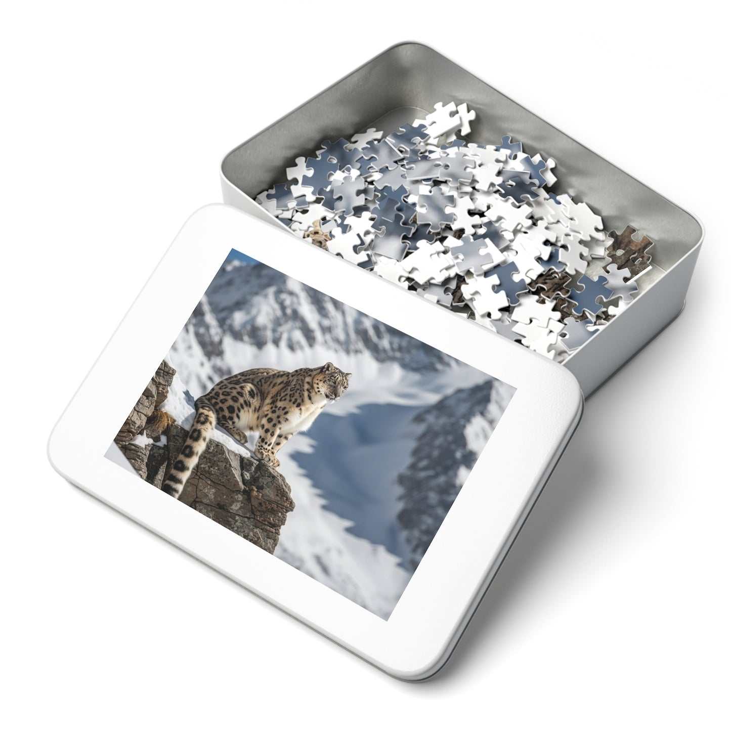 Snow Leopard Mountain Jigsaw Puzzle Majestic Alpine Wildlife Nature Art