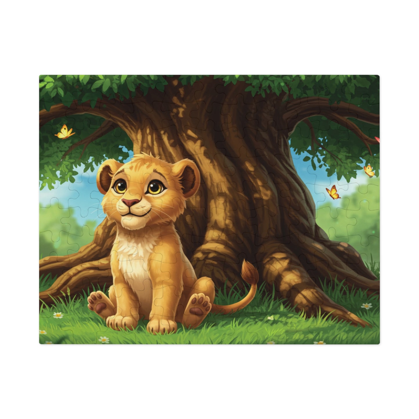 30, 110, 252, 500 Adorable Lion Cub Jigsaw Puzzle with Tin, Little Lion Under the Tree – Nature Puzzle for Children & Animal Lovers, Whimsical Wildlife for Kids & Families