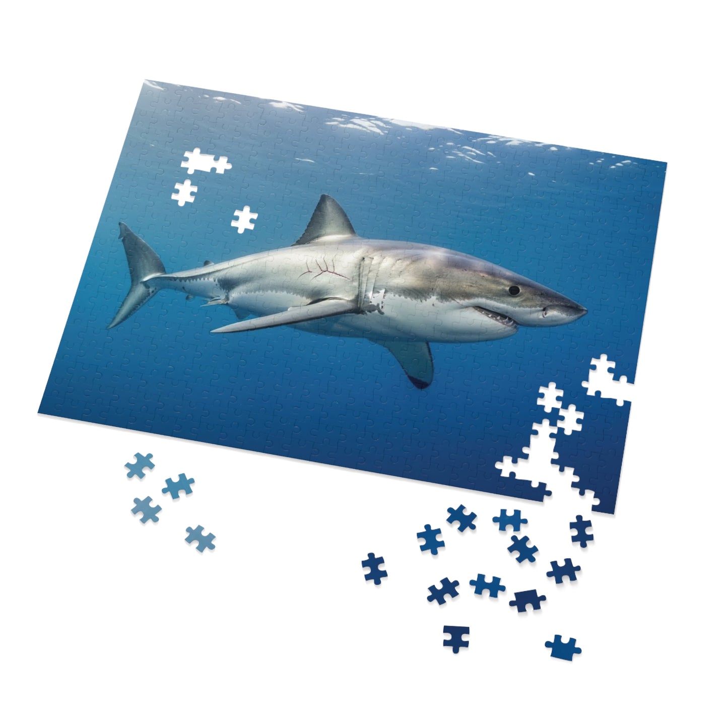 Great White Shark Jigsaw Puzzle — 500-Piece Ocean Puzzle with Tin Gift Box