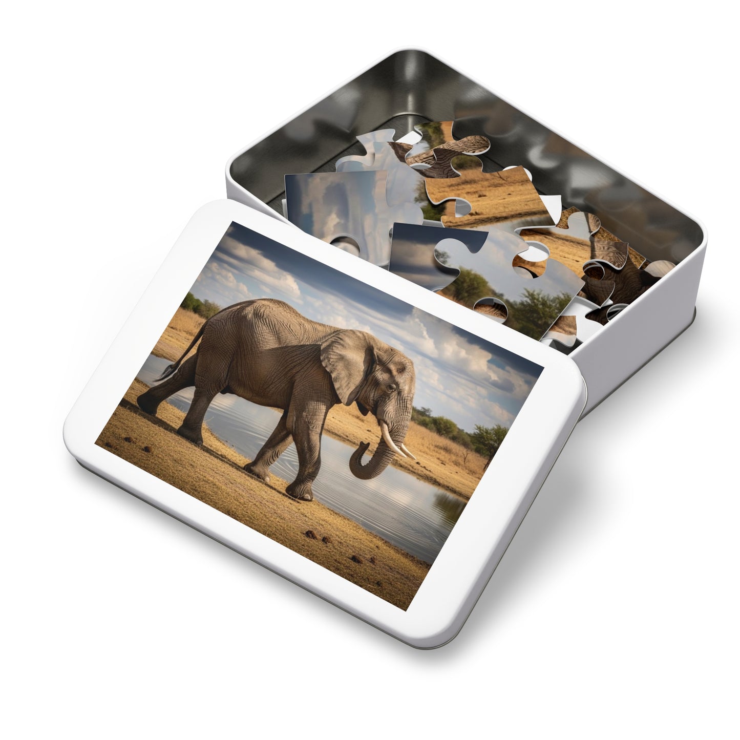 African Elephant at Waterhole Jigsaw Puzzle