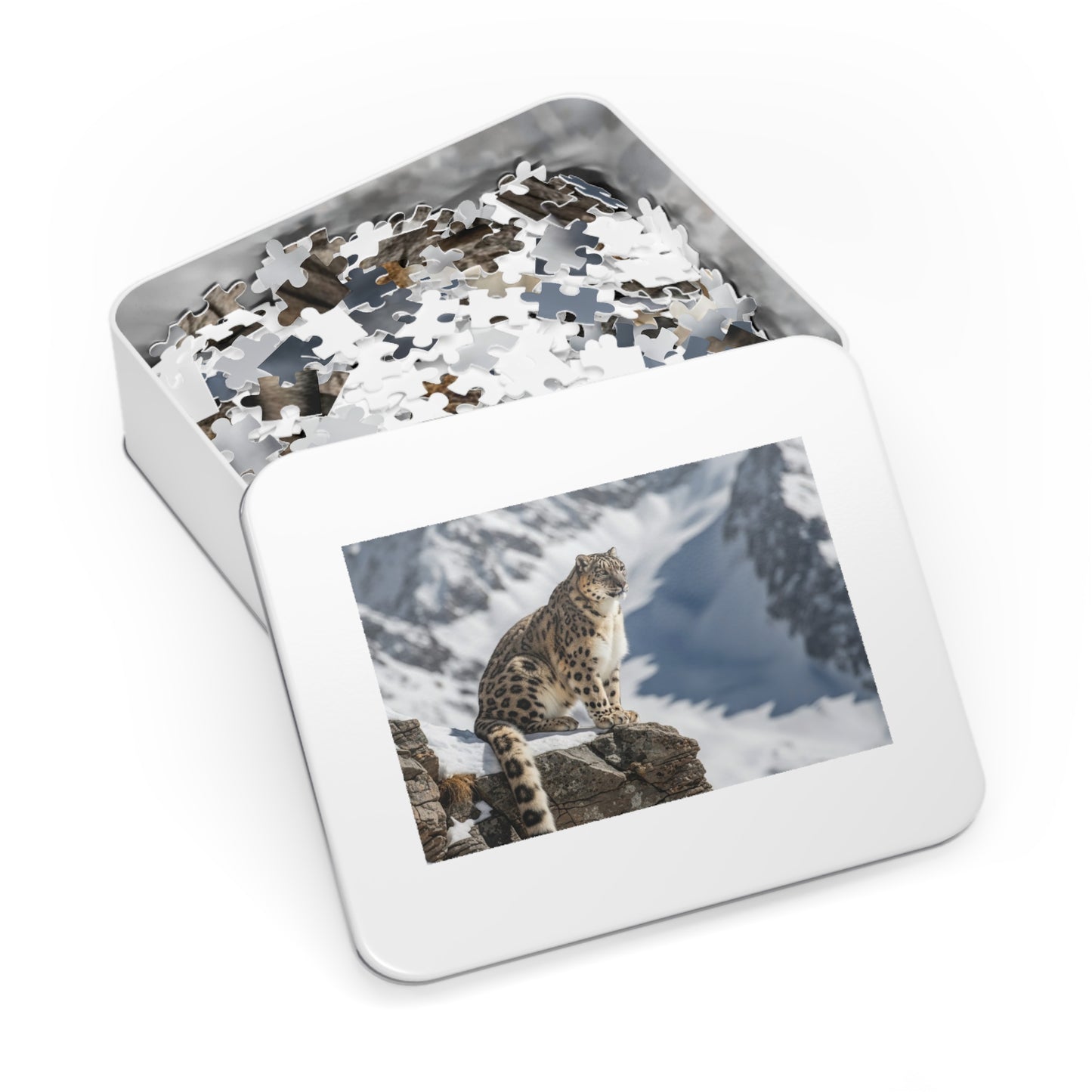 Snow Leopard Mountain Jigsaw Puzzle Majestic Alpine Wildlife Nature Art