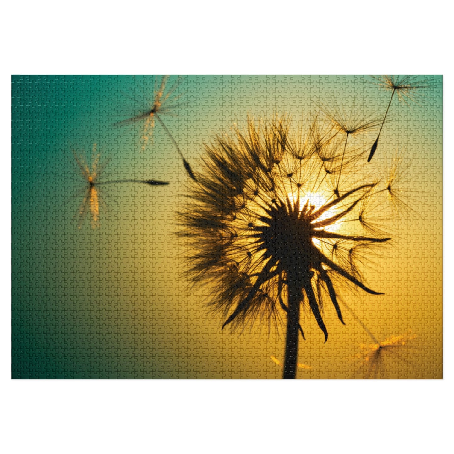 110, 252, 500, 1000, 2000 jigsaw puzzle | Golden Dandelion Glow Puzzle – Serene Nature Jigsaw | Peaceful Sunset Art