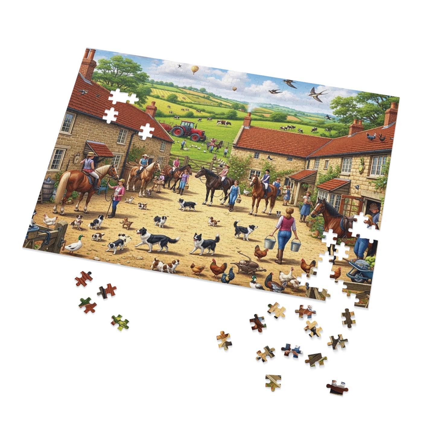 Farmyard Countryside Jigsaw Puzzle Horses Dogs and Rural Life