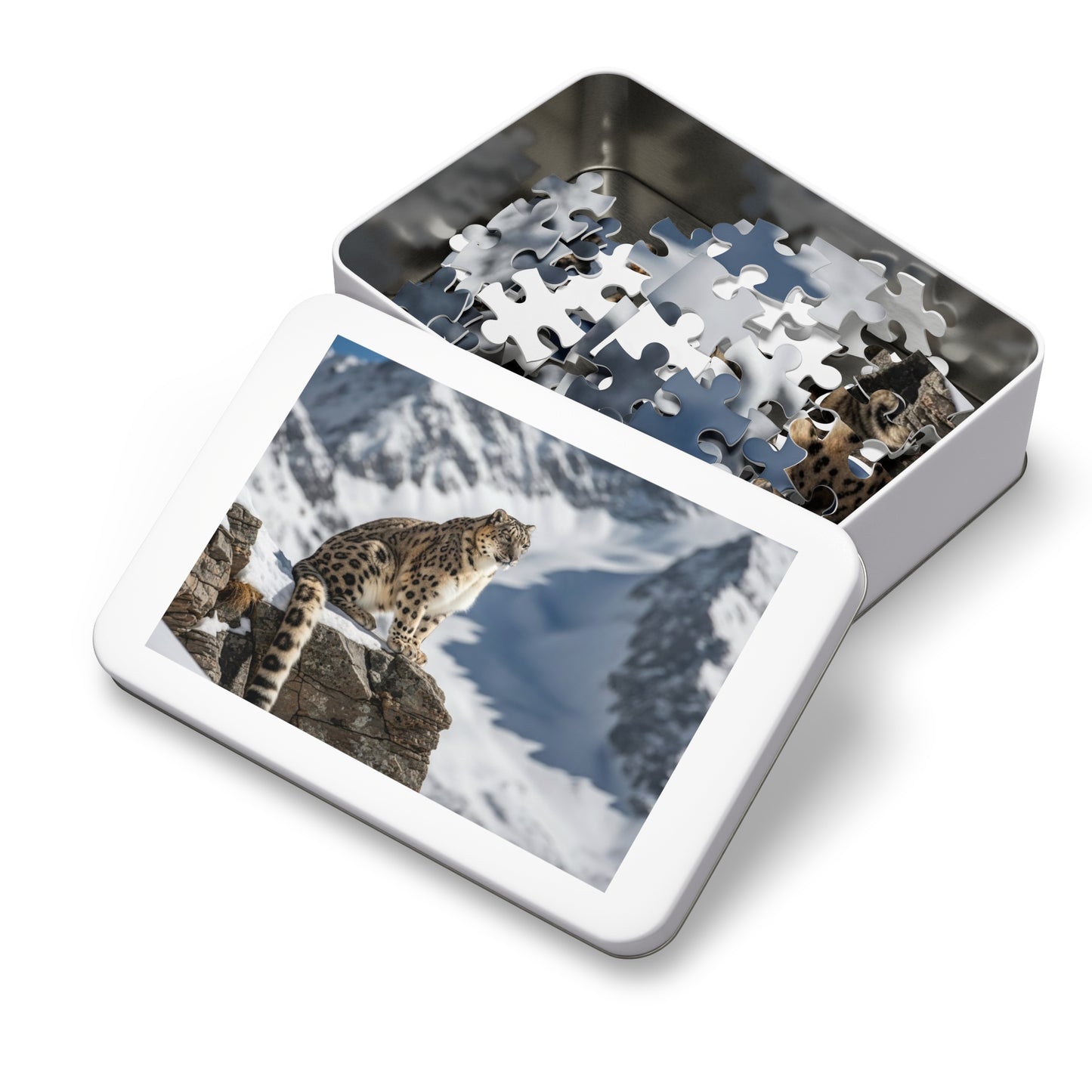 Snow Leopard Mountain Jigsaw Puzzle Majestic Alpine Wildlife Nature Art