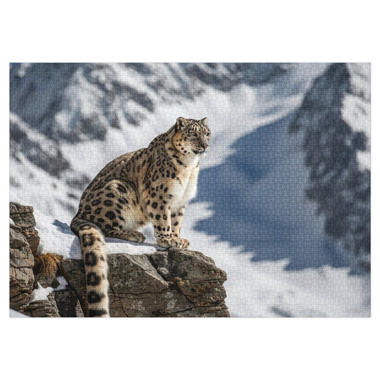 Snow Leopard Mountain Jigsaw Puzzle Majestic Alpine Wildlife Nature Art