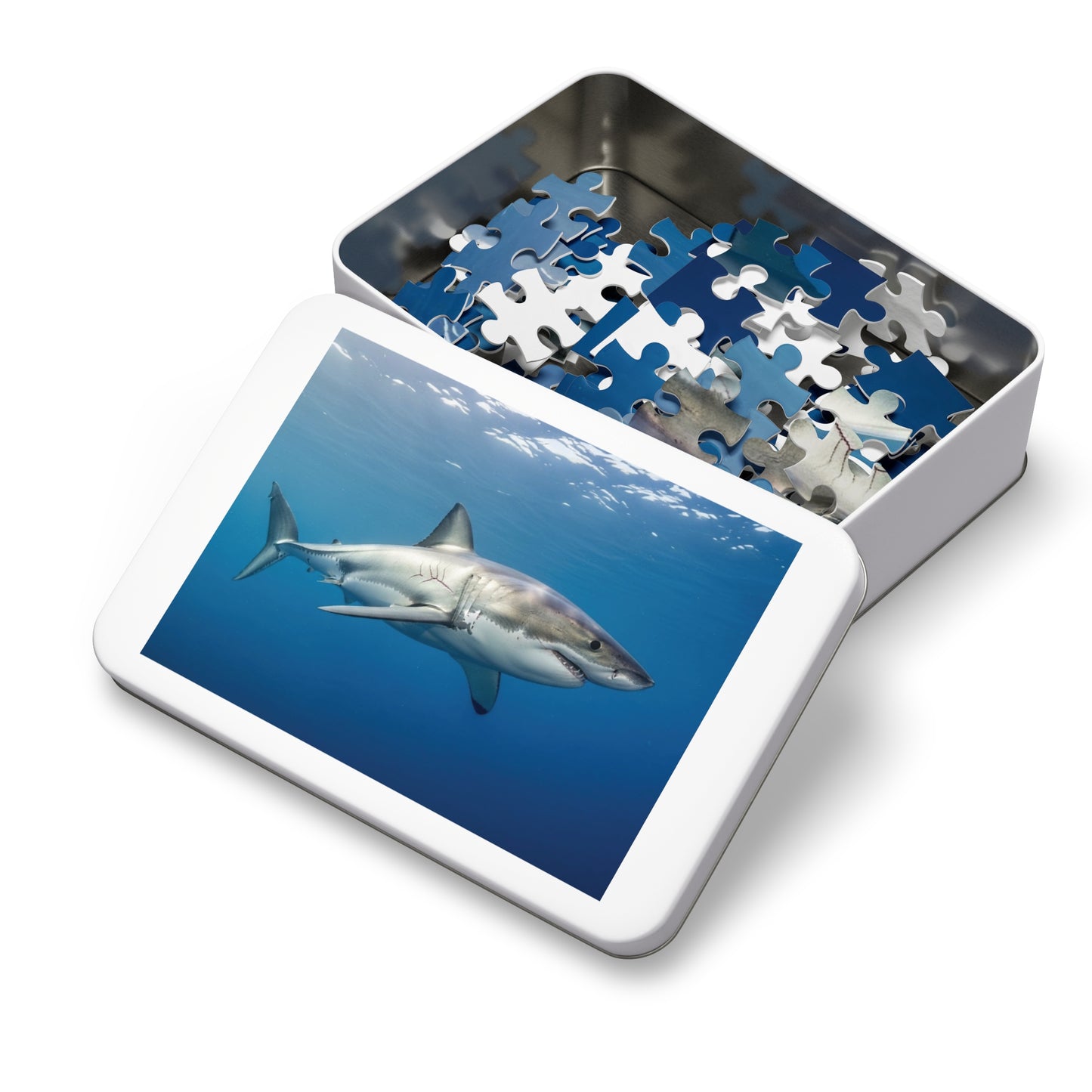 Great White Shark Jigsaw Puzzle — 500-Piece Ocean Puzzle with Tin Gift Box