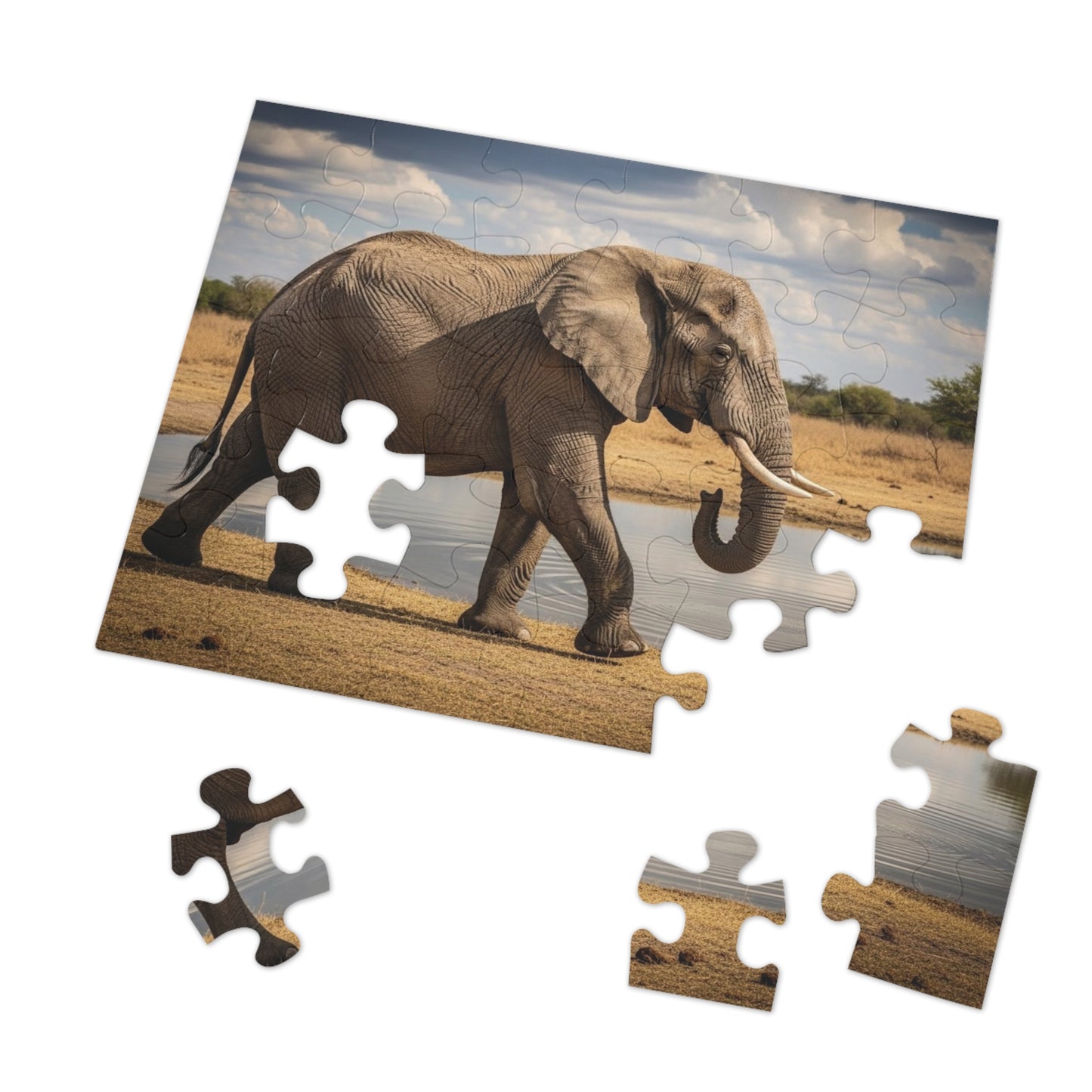 African Elephant at Waterhole Jigsaw Puzzle