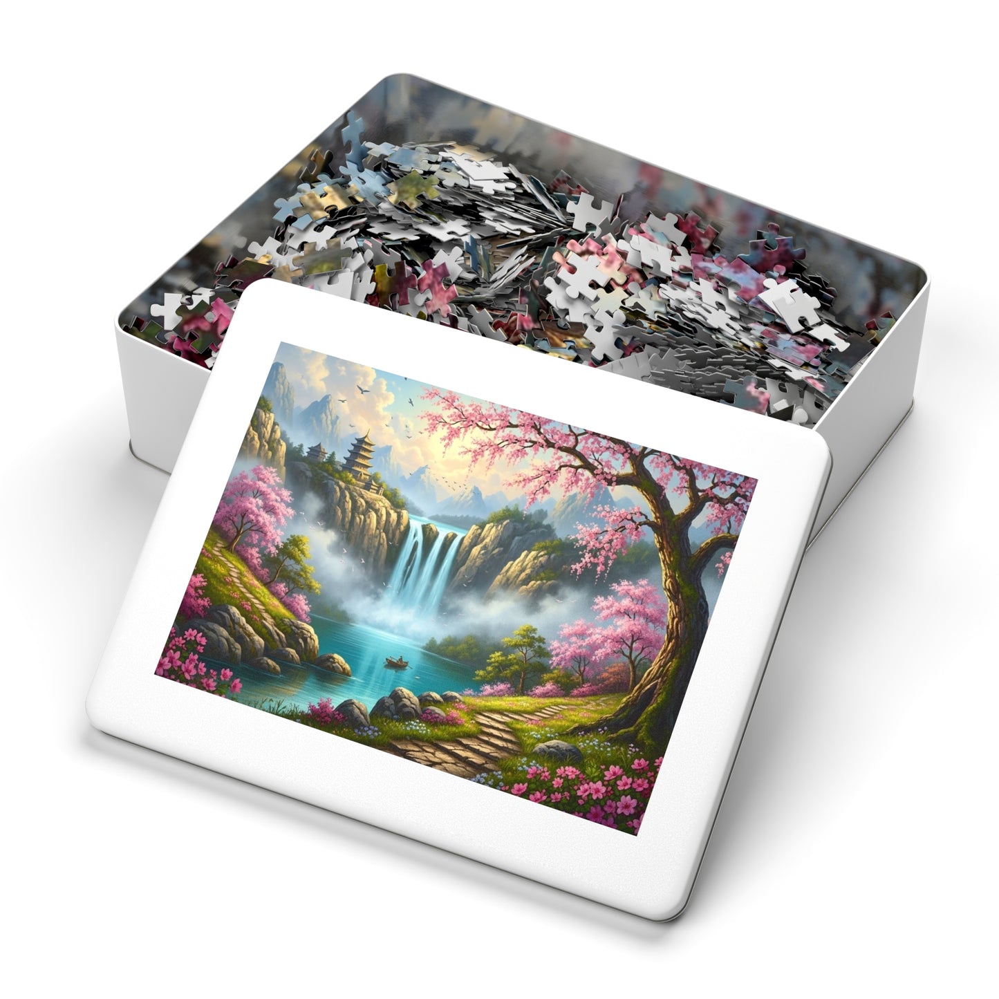 Cherry Blossom Waterfall Jigsaw Puzzle