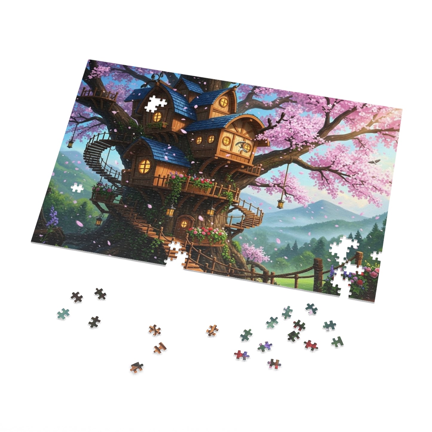 Enchanted Cherry Blossom Treehouse Jigsaw Puzzle