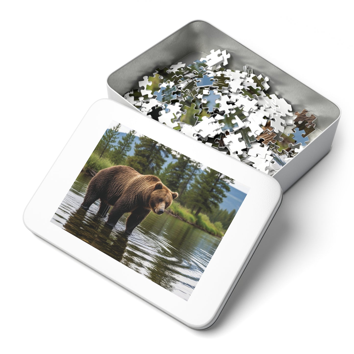 Brown Bear River Jigsaw Puzzle Majestic Wilderness Wildlife Nature Art