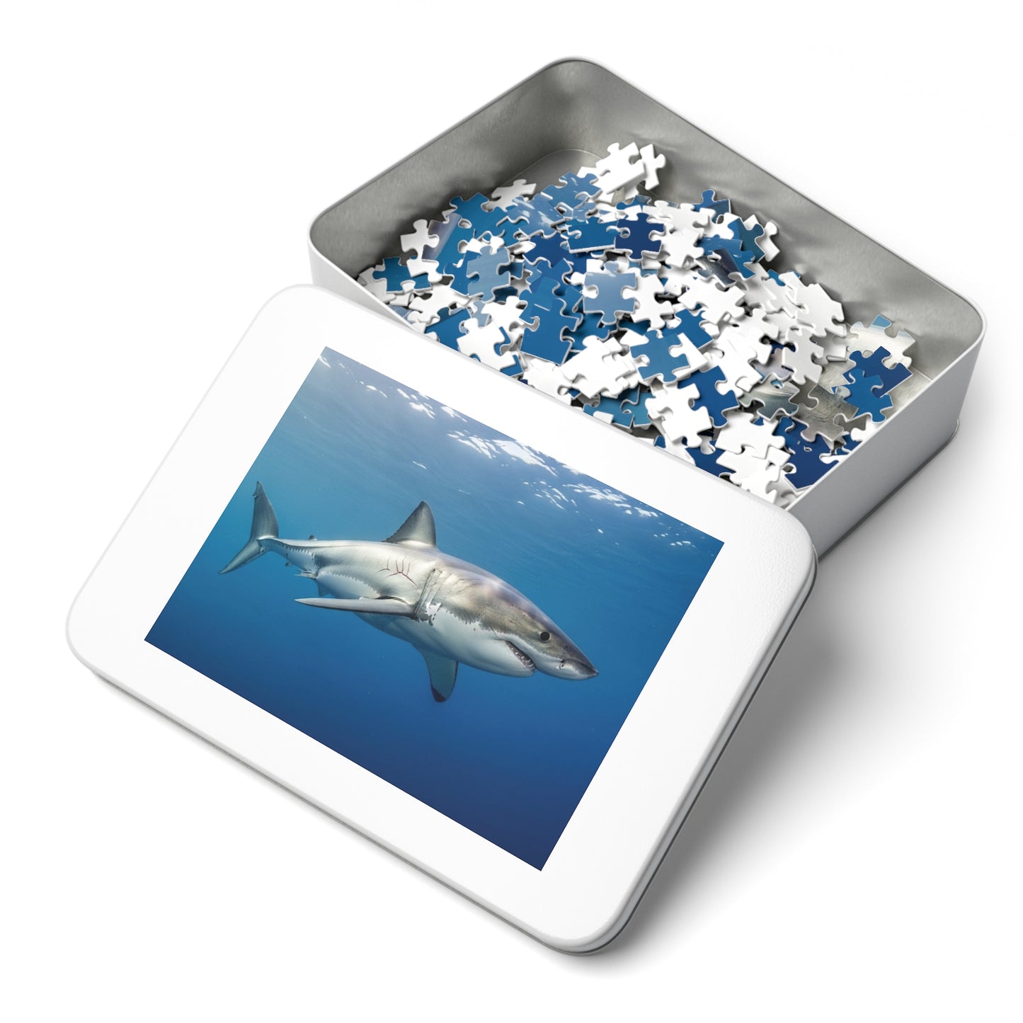 Great White Shark Jigsaw Puzzle — 500-Piece Ocean Puzzle with Tin Gift Box