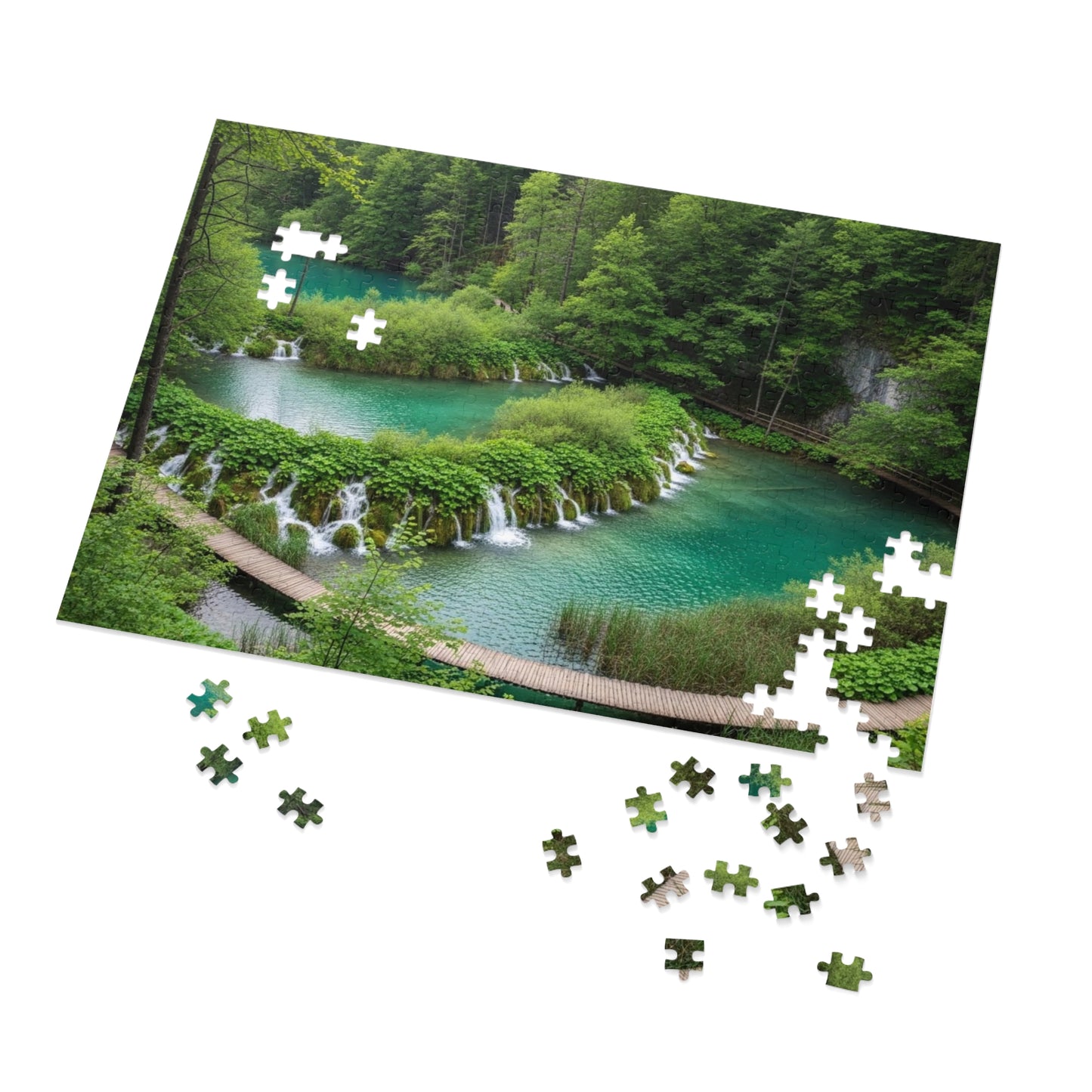 Plitvice Lakes National Park Jigsaw Puzzle 🌿 Emerald Waterfalls, Wooden Walkways & Croatian Nature Wonder