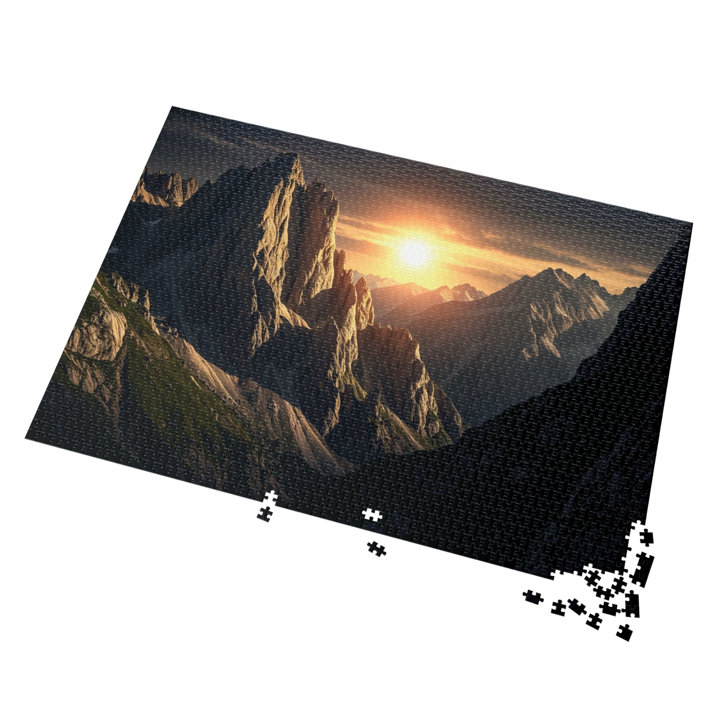 110, 252, 500, 1000, 2000 Golden Mountain Sunrise Jigsaw Puzzle – Dramatic Peaks, Sunset Glow, Nature-Inspired Gift in Collector’s Tin