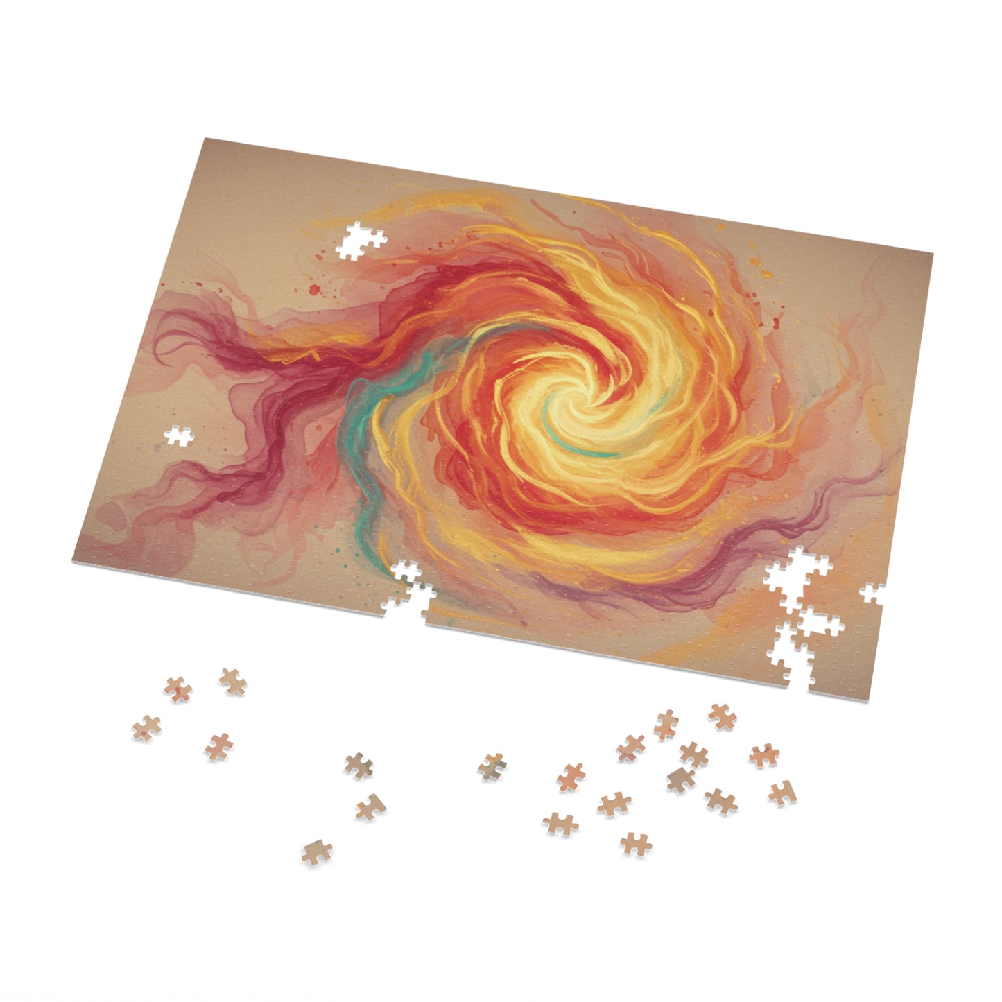 110, 252, 500, 1000, 2000 Colorful Spiral Jigsaw Puzzle, Radiant Fire Spiral, Abstract Energy Wall Art Puzzle, Whirl of Flame, Cosmic Flame Twist, Sunburst Swirl, Golden Energy Flow