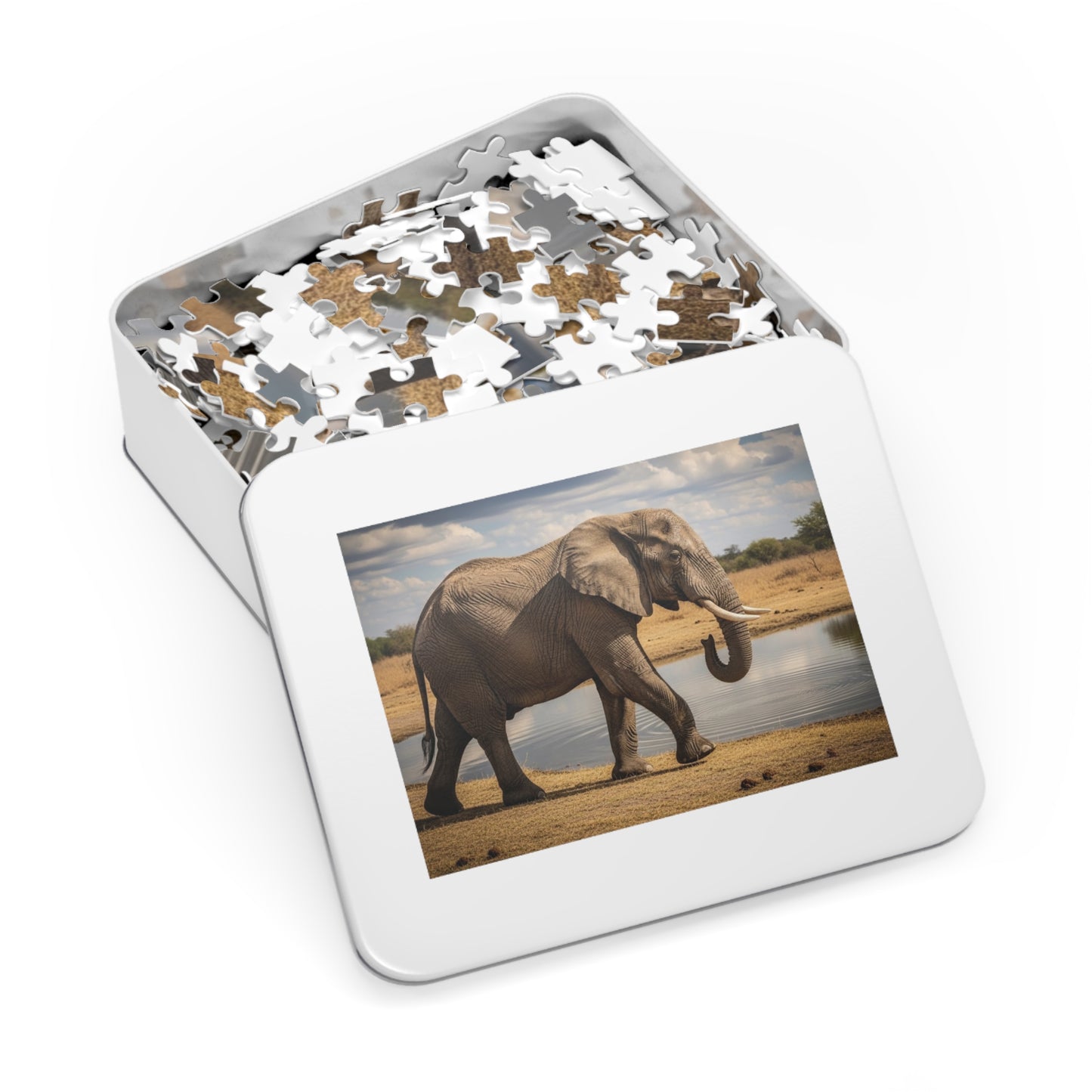 African Elephant at Waterhole Jigsaw Puzzle