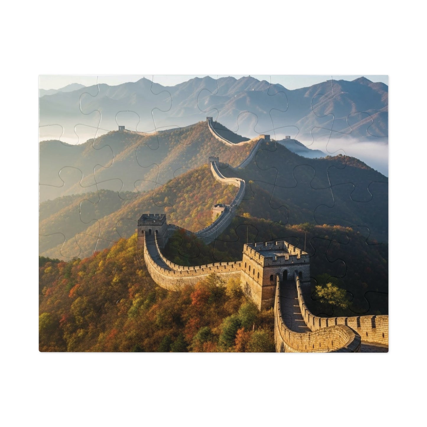 Great Wall of China Autumn Jigsaw Puzzle 🏯 Winding Stone Fortress, Mountain Ridges & Historic Wonder