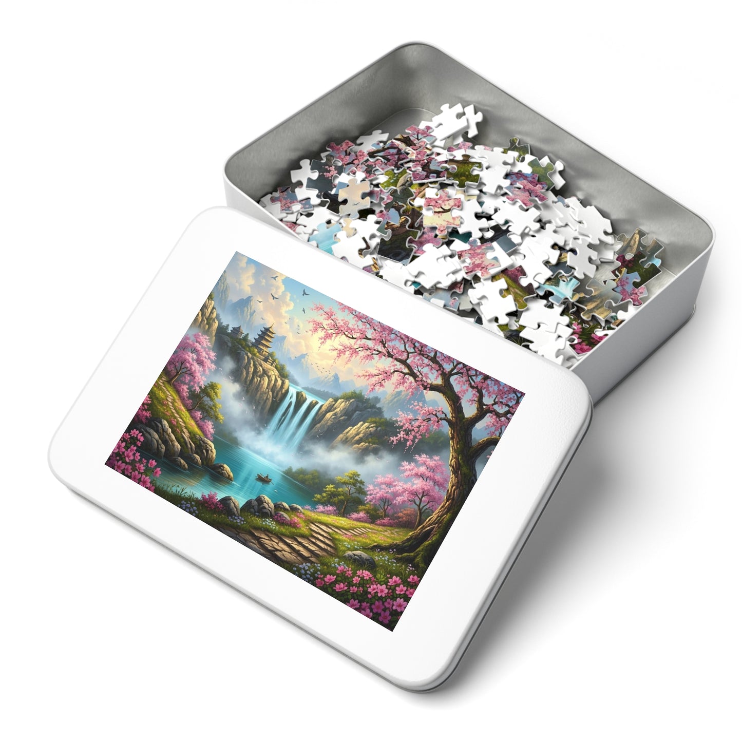 Cherry Blossom Waterfall Jigsaw Puzzle