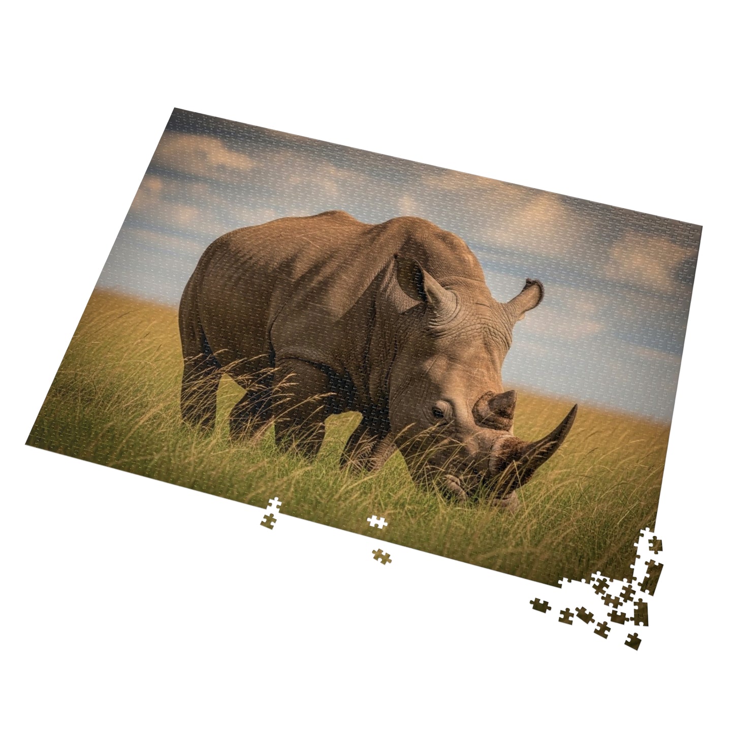 Rhinoceros Savannah Jigsaw Puzzle Majestic African Wildlife Nature Art