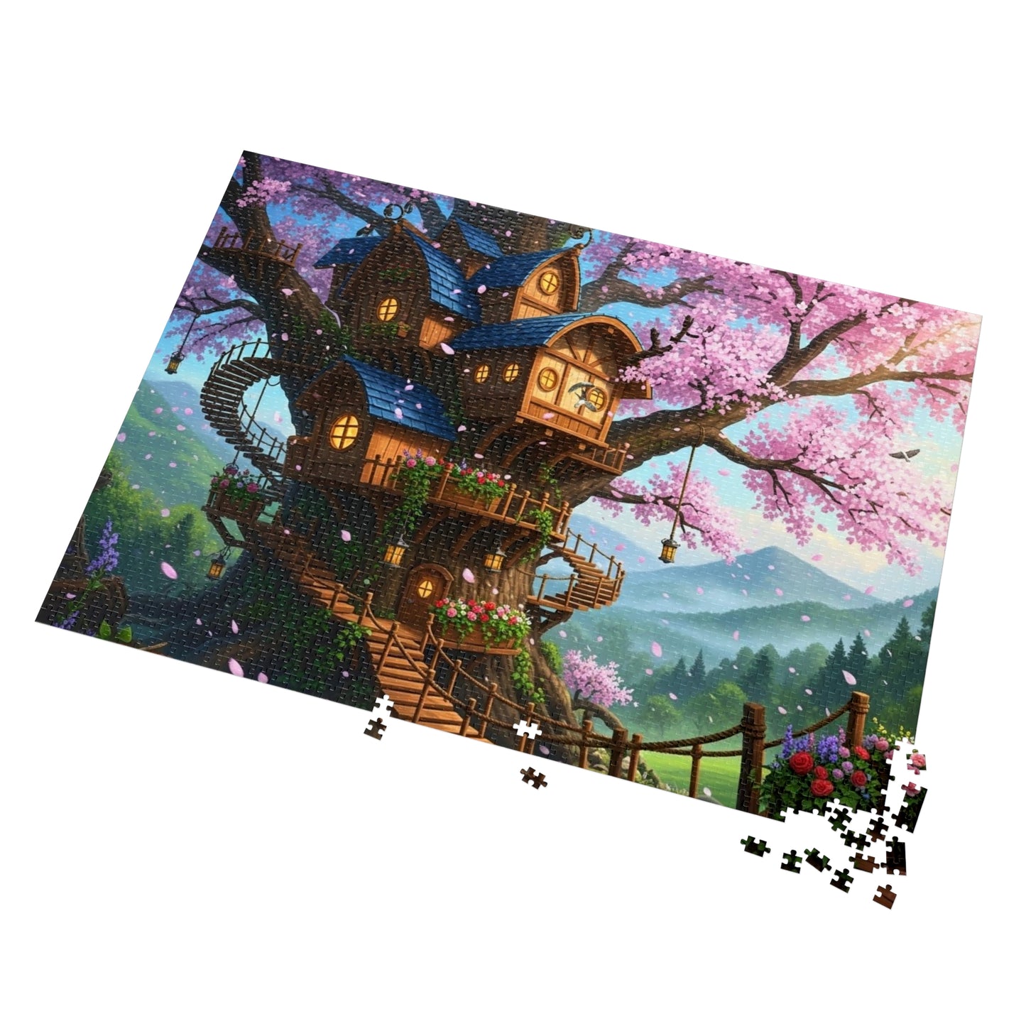 Enchanted Cherry Blossom Treehouse Jigsaw Puzzle