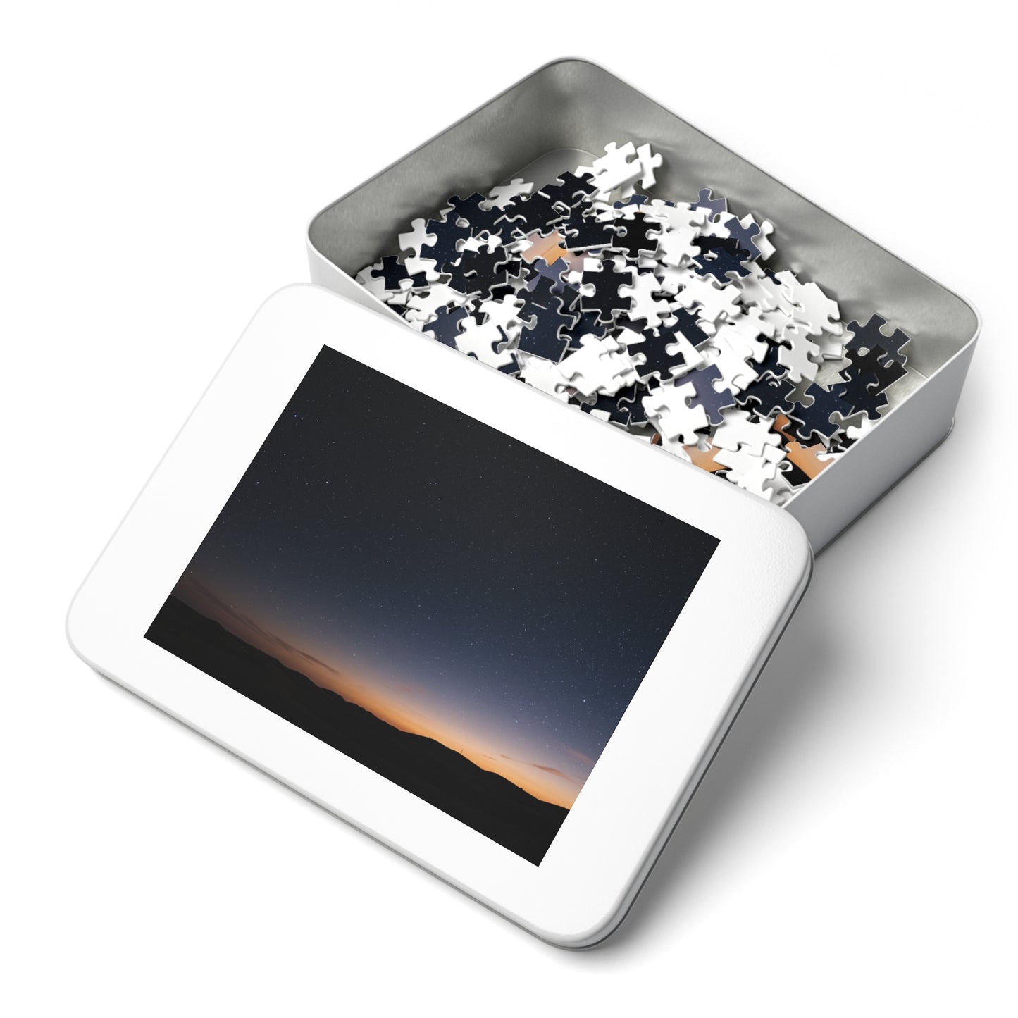 110, 252, 500, 1000, 2000 Starry Night Jigsaw Puzzle with Metal Tin, Desert Night Sky Puzzle, Stargazing Puzzle, Peaceful Landscape Puzzle