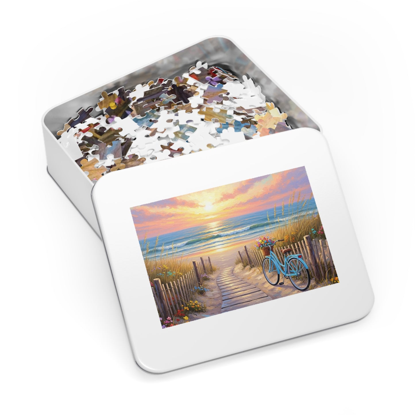 Beach Boardwalk at Sunset Puzzle 🧩 Serene Ocean Landscape Art