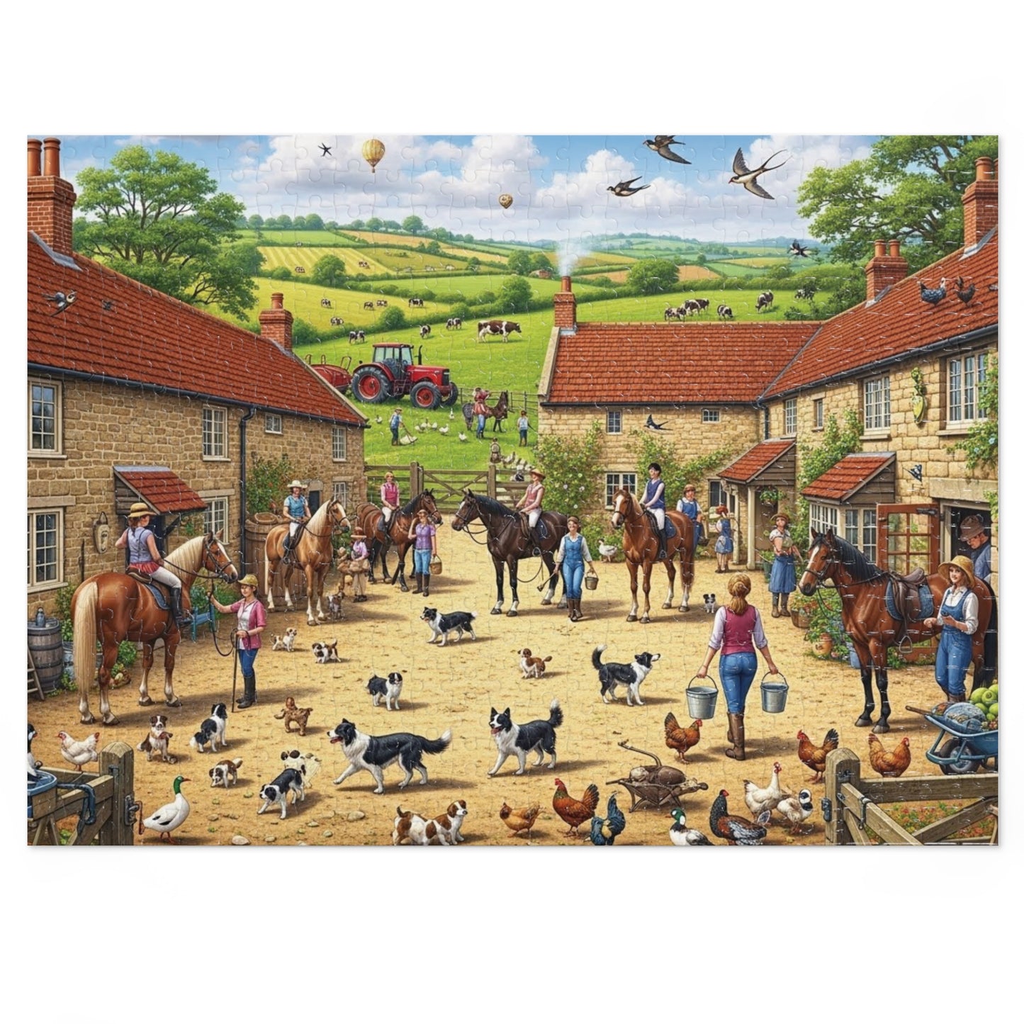 Farmyard Countryside Jigsaw Puzzle Horses Dogs and Rural Life